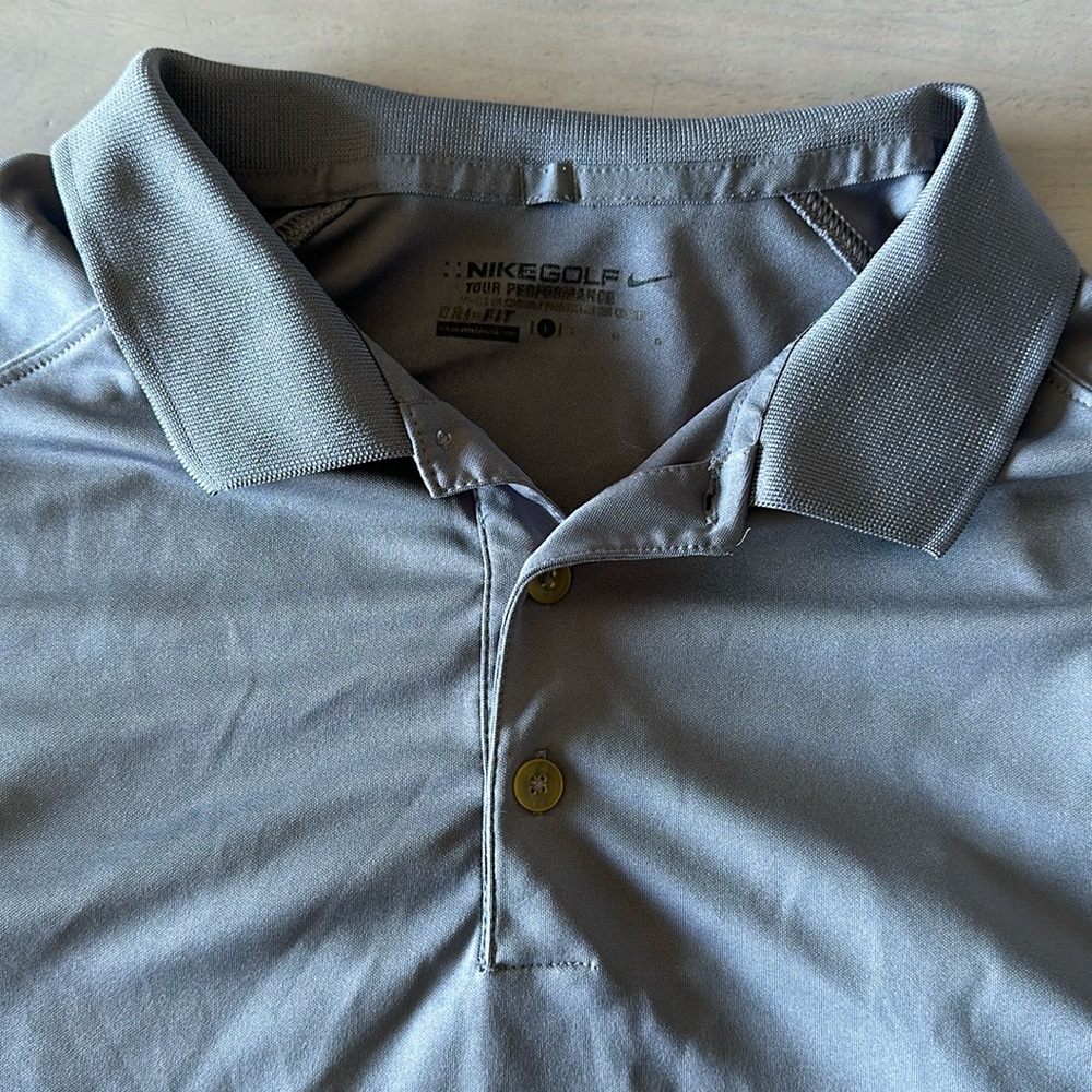 Nike Golf Tour Performance Dri Fit Grey Short Sleeve Polo - Men's L